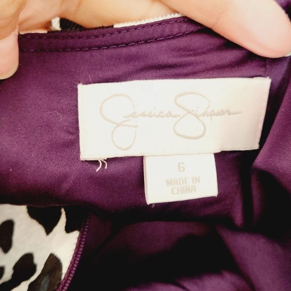 Jessica Simpson Leopard Print Open Back Sheath Sexy Dress Sz 6_13